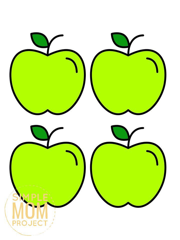Free Printable Medium Green Apple Template for Fall Crafts, Autumn Apple Crafts, Teacher Appreciation Crafts