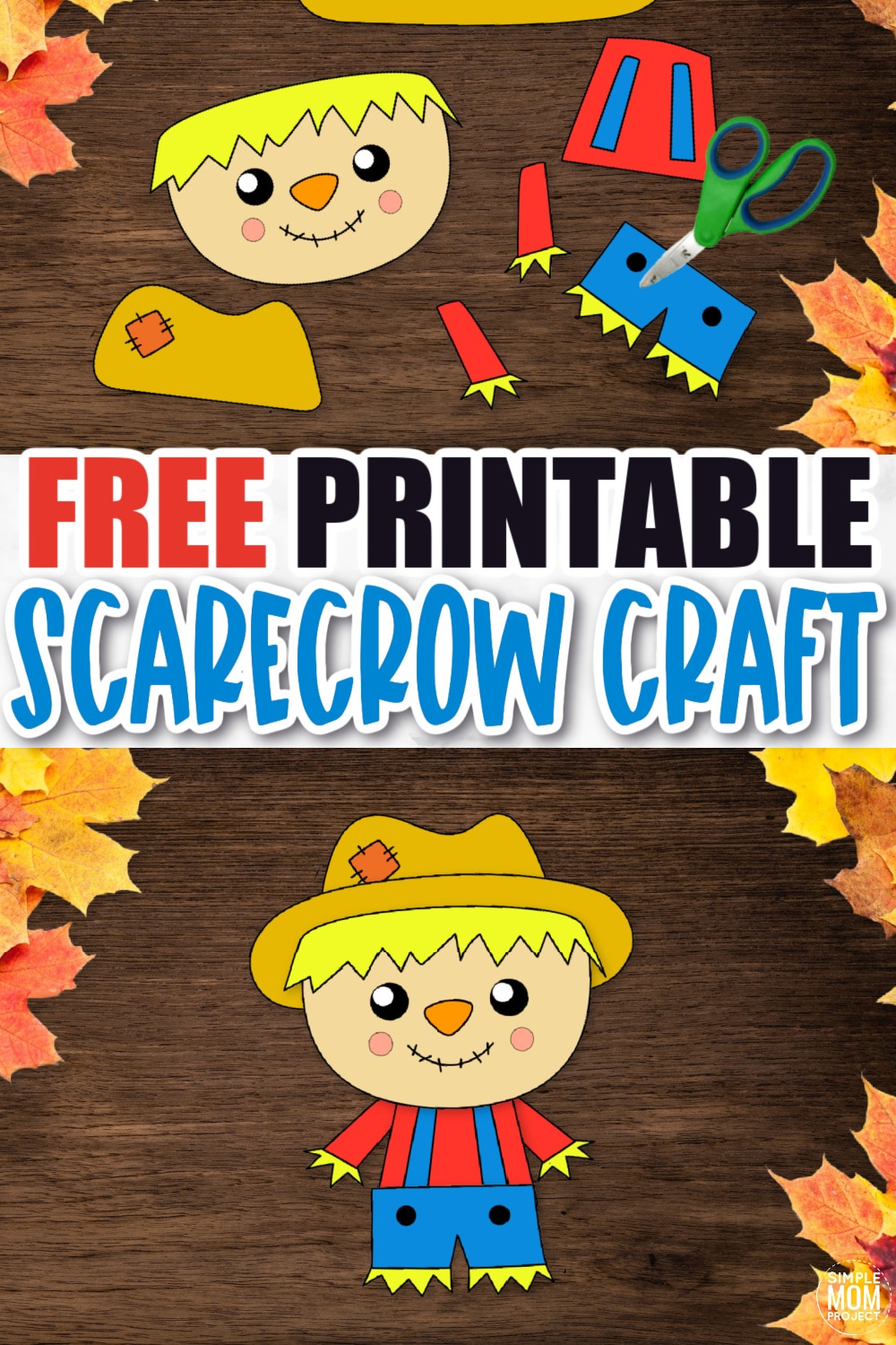 Free Printable Girl Scarecrow Craft for kids and autumn and fall crafts for preschoolers and toddlers