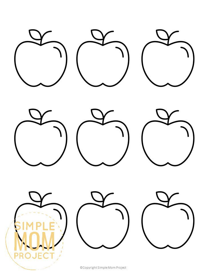 Free Printable Small Apple Template for Fall Crafts, Autumn Apple Crafts, Teacher Appreciation Crafts