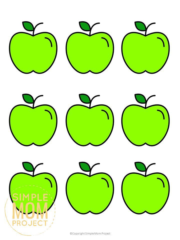 Free Printable Small Green Apple Template for Fall Crafts, Autumn Apple Crafts, Teacher Appreciation Crafts
