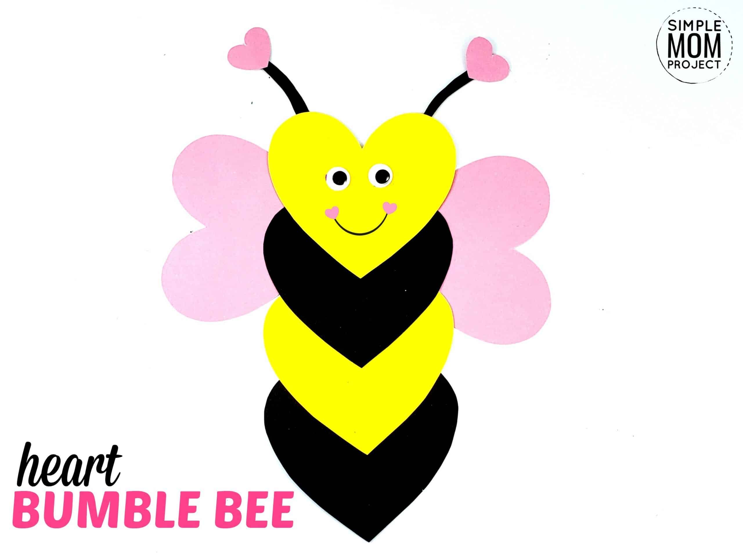 Free Printable Heart Bumblebee Craft for Preschoolers toddlers and kindergartners
