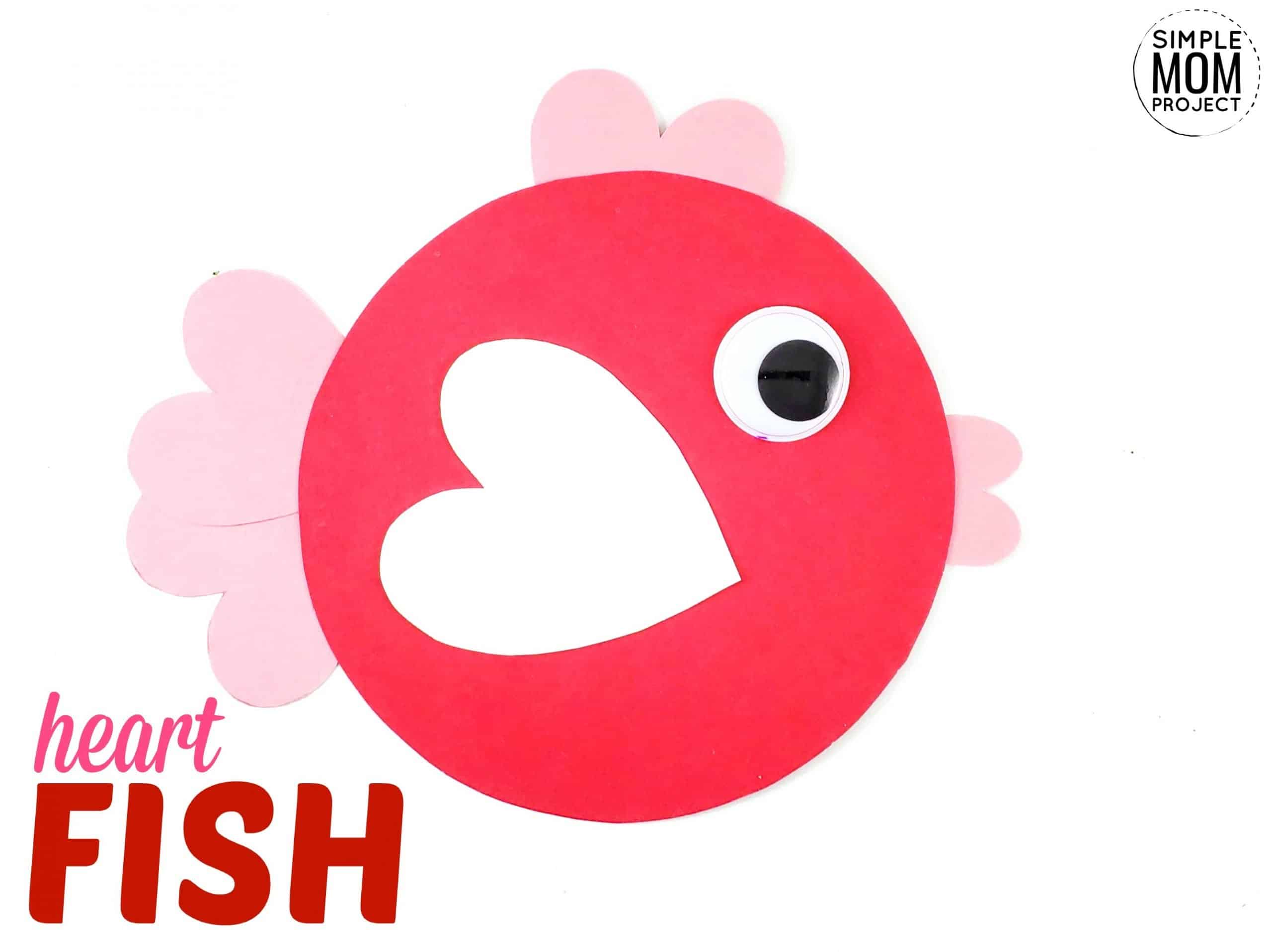 Free Printable Heart Fish Craft for Preschoolers toddlers and kindergartners 