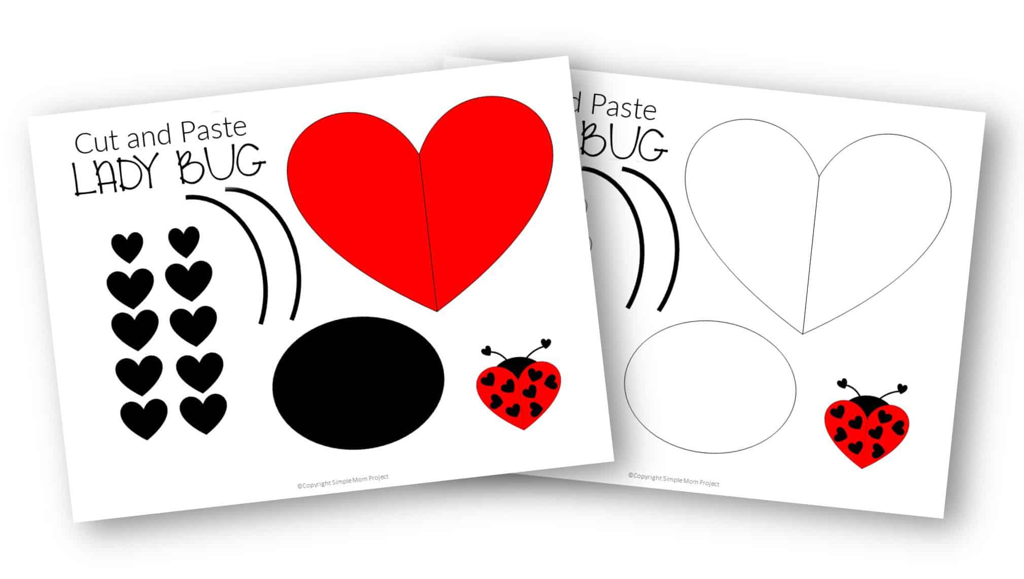Free Printable Heart Lady Bug Craft for Preschoolers toddlers and kindergartners 