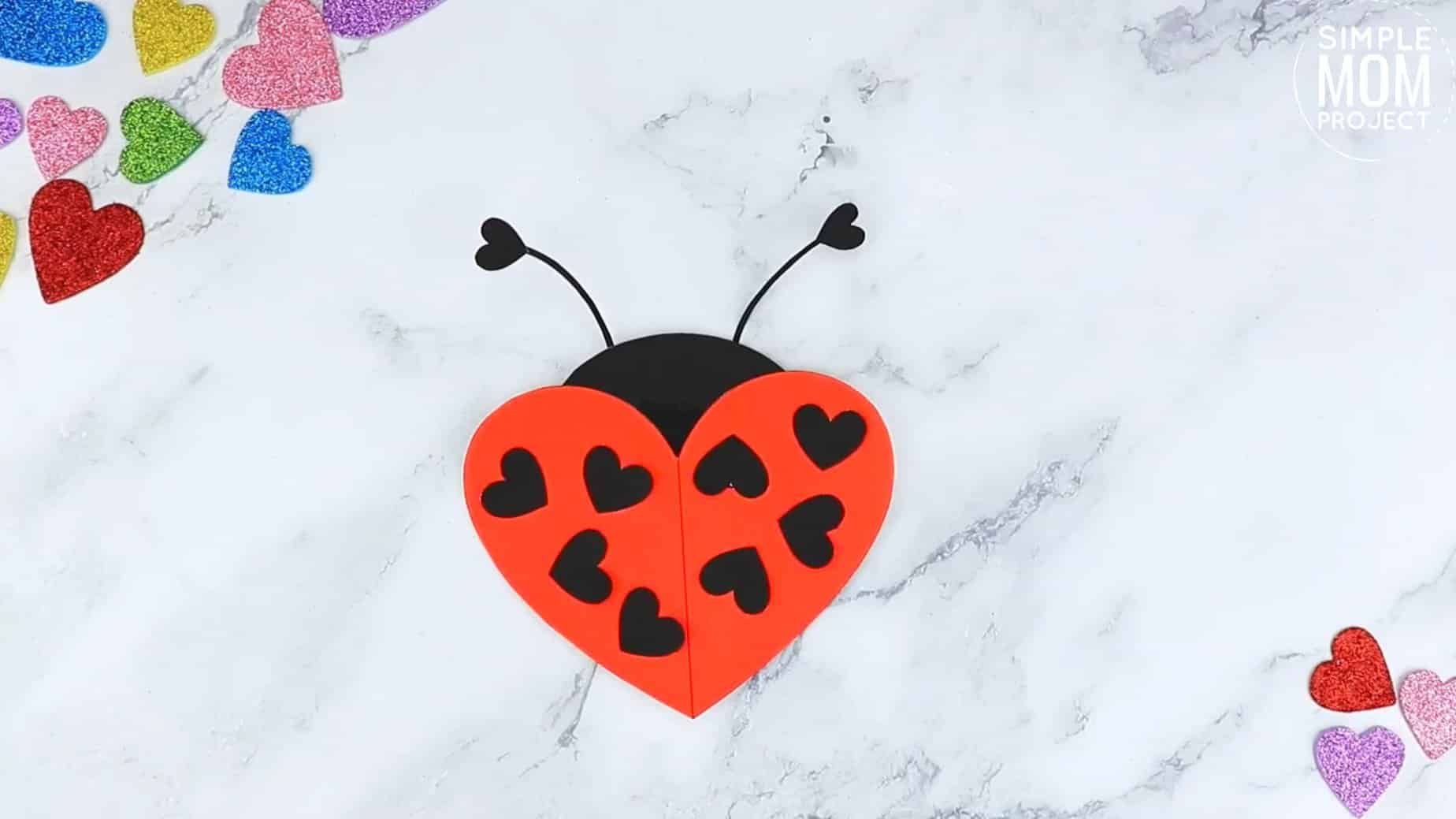 Easy Printable Diy Heart Lady Bug Craft for Preschool, toddler, kindergarten 