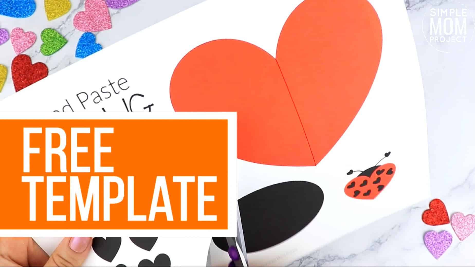 Easy Printable Diy Heart Lady Bug Craft for Preschool, toddler, kindergarten 
