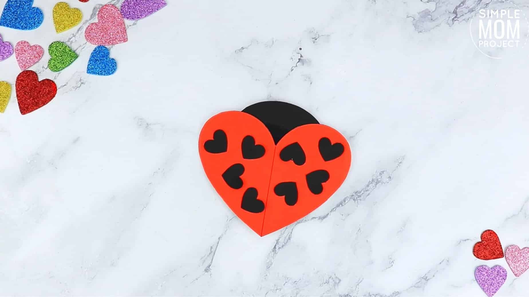 Easy Printable Diy Heart Lady Bug Craft for Preschool, toddler, kindergarten 