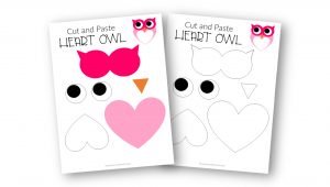 Free Printable Heart Owl template for kids, preschoolers and toddlers