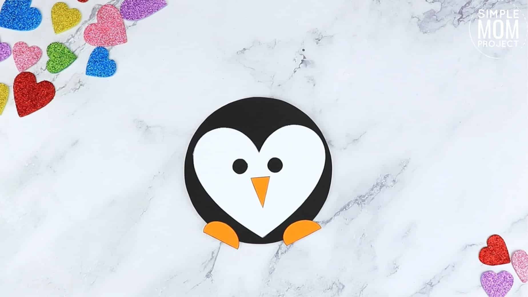 Easy Printable Diy Heart Penguin Craft for Preschool, toddler, kindergarten
