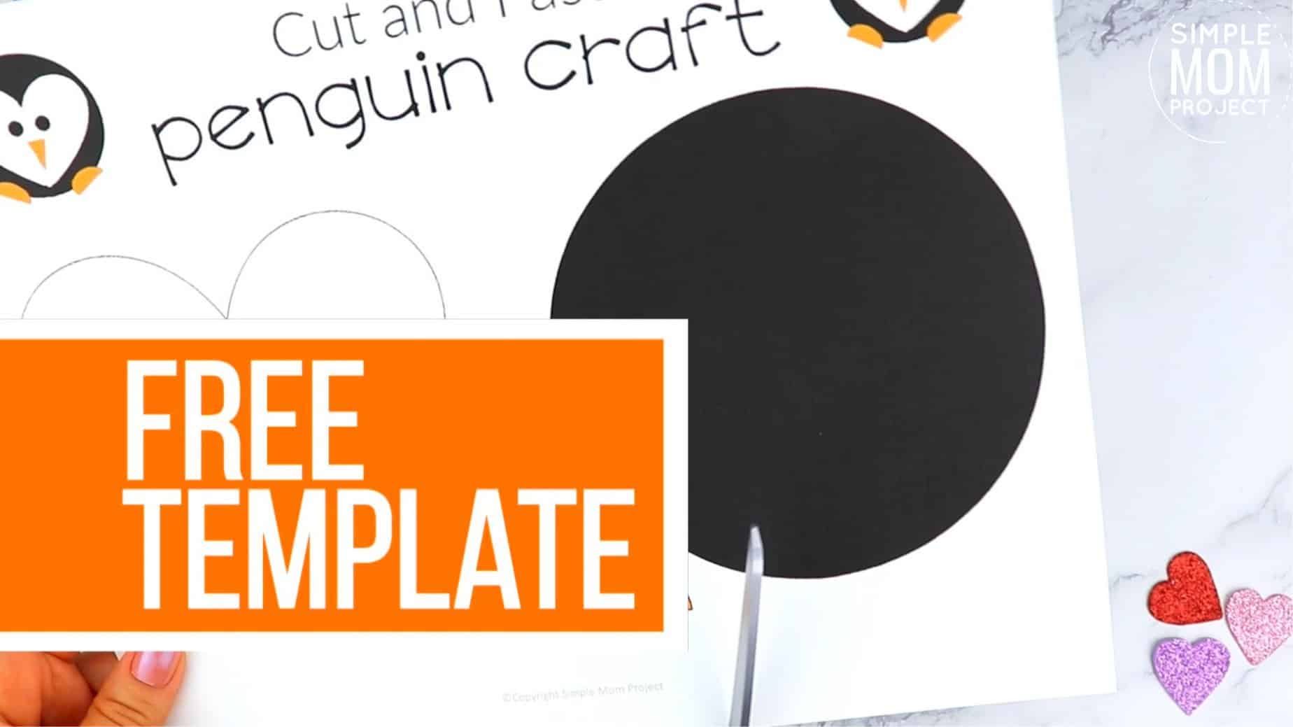 Easy Printable Diy Heart Penguin Craft for Preschool, toddler, kindergarten