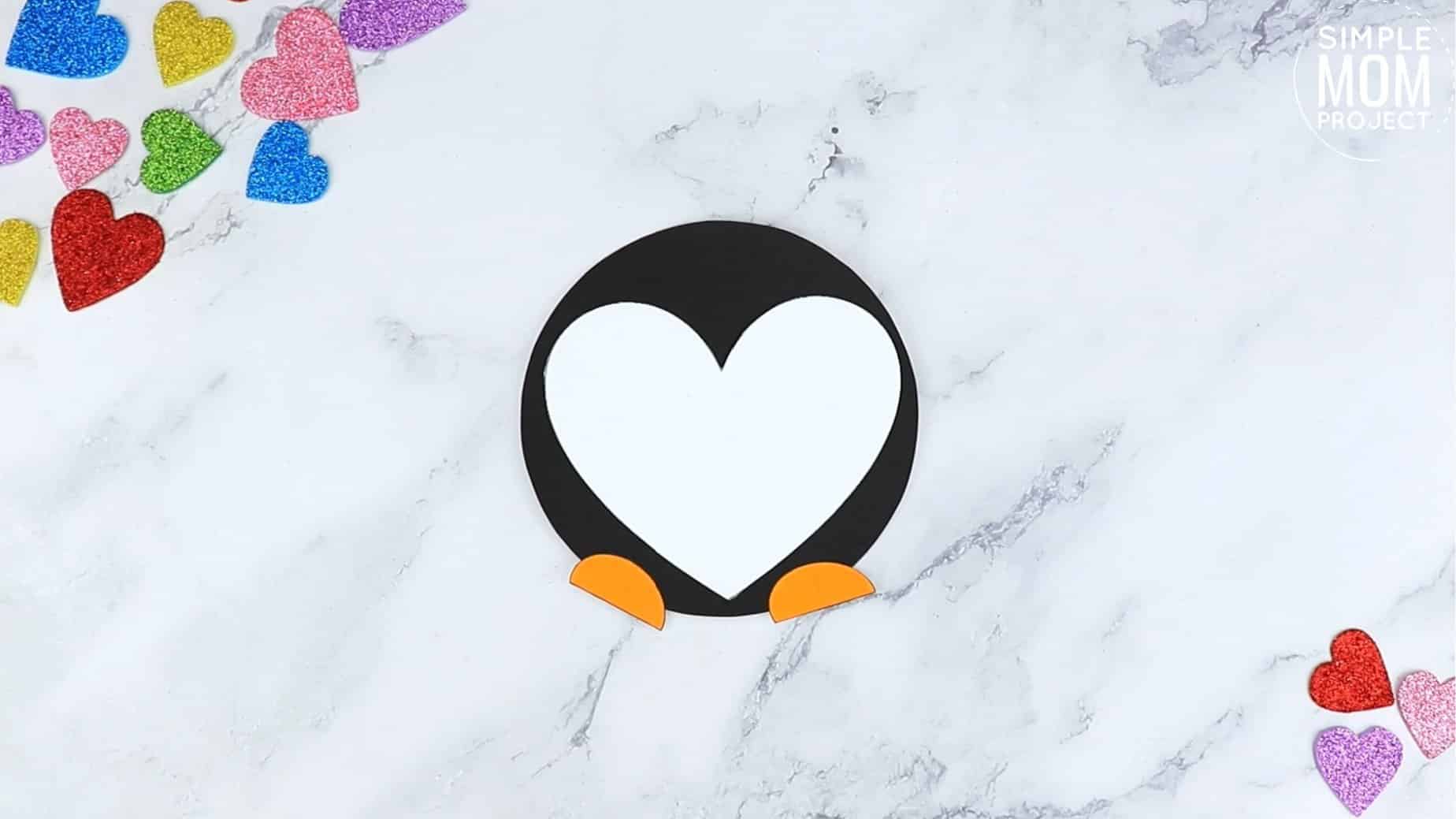 Easy Printable Diy Heart Penguin Craft for Preschool, toddler, kindergarten