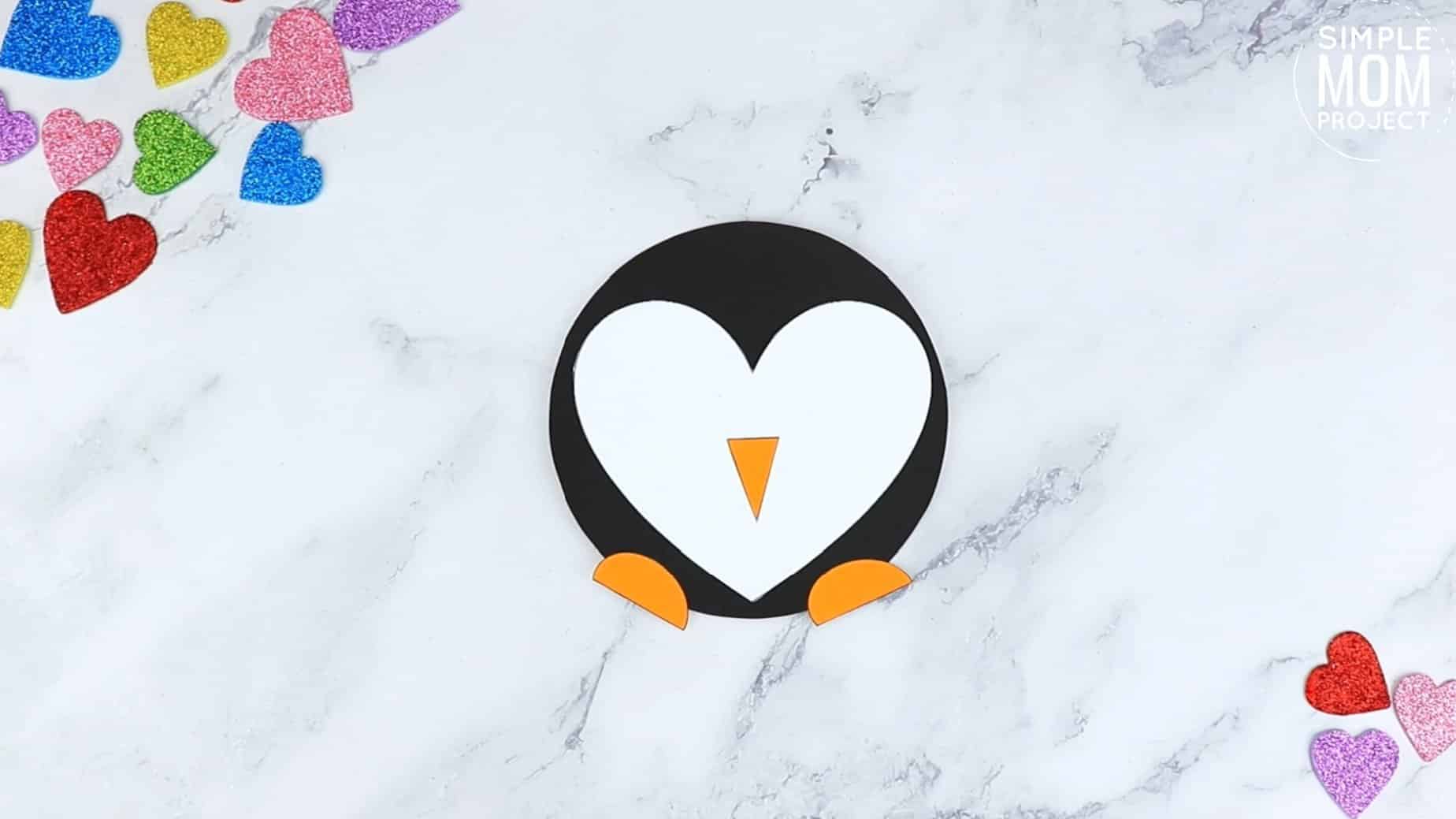 Easy Printable Diy Heart Penguin Craft for Preschool, toddler, kindergarten