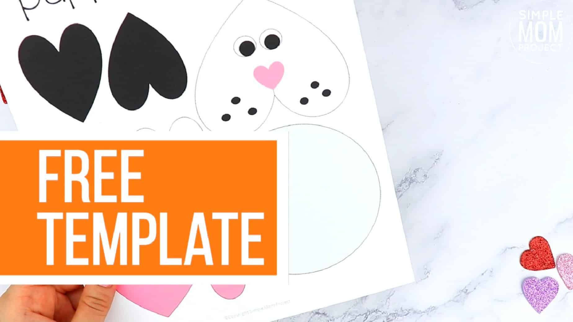 Easy Printable Diy Heart Puppy Dog Craft for Preschool, toddler, kindergarten