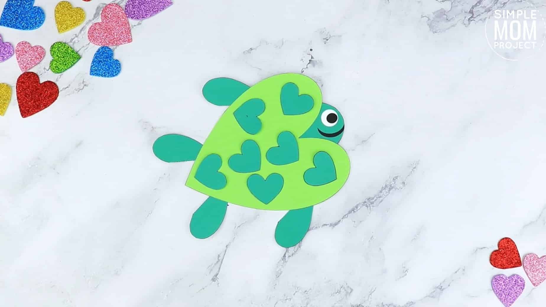 Easy Printable Diy Heart Turtle Craft for Preschool, toddler, kindergarten