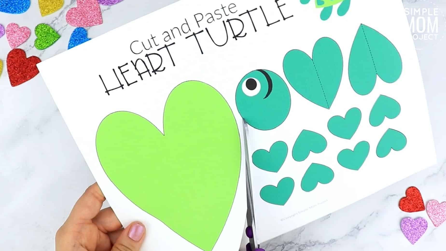 Easy Printable Diy Heart Turtle Craft for Preschool, toddler, kindergarten