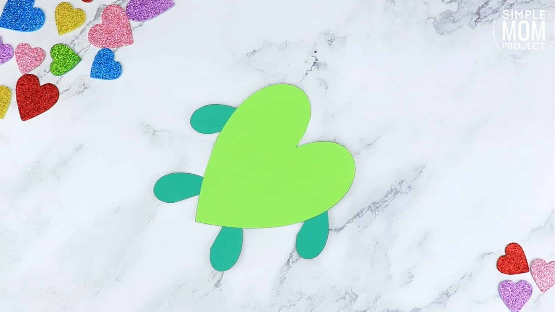 Easy Printable Diy Heart Turtle Craft for Preschool, toddler, kindergarten