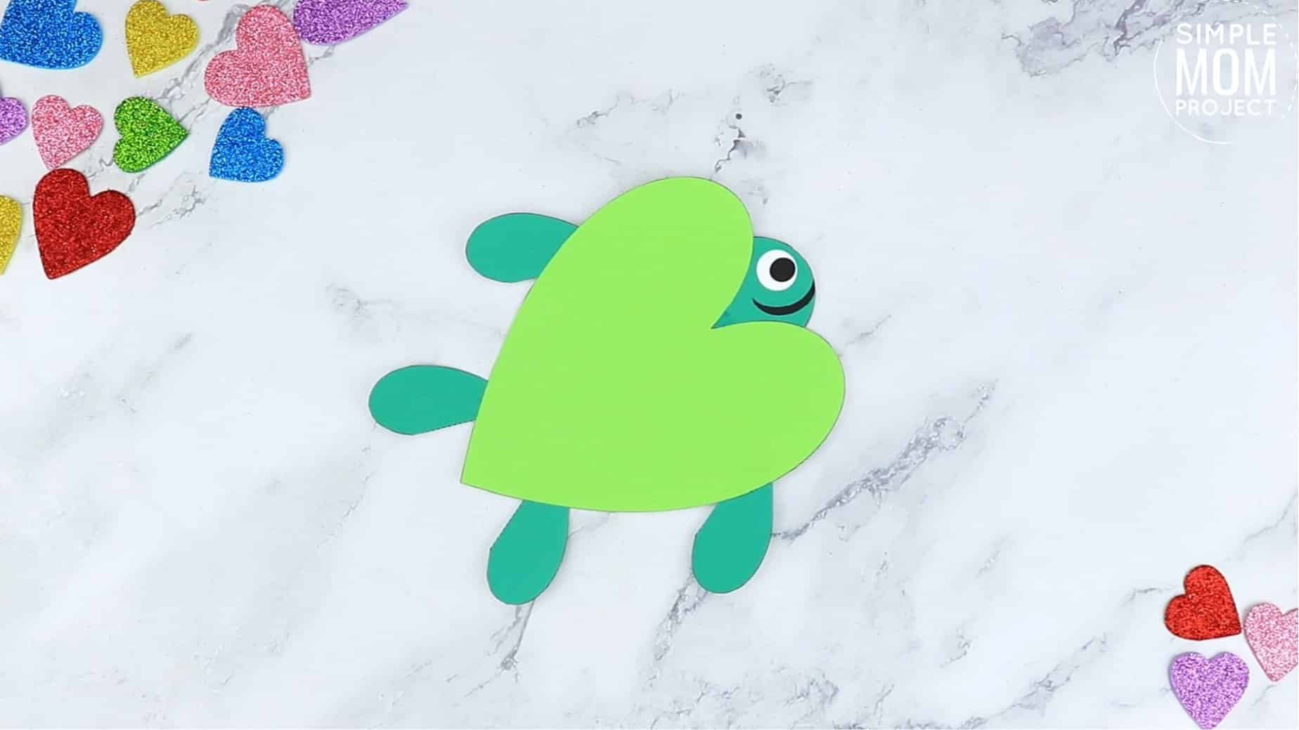 Easy Printable Diy Heart Turtle Craft for Preschool, toddler, kindergarten