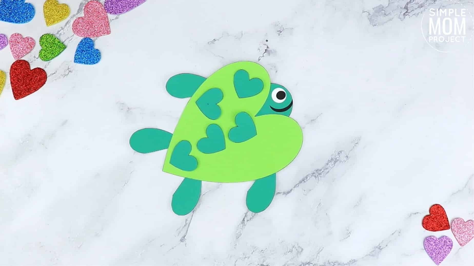 Easy Printable Diy Heart Turtle Craft for Preschool, toddler, kindergarten