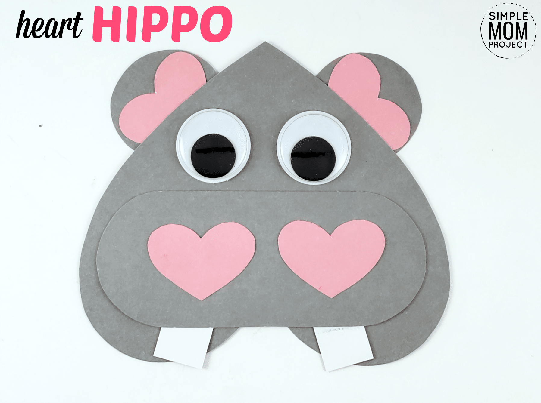 Free Printable Heart Hippo Craft for Preschoolers toddlers and kindergartners