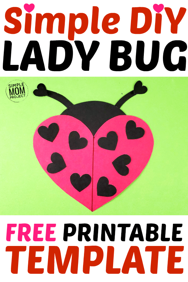 Free Printable Heart Lady Bug Craft for Preschoolers toddlers and kindergartners