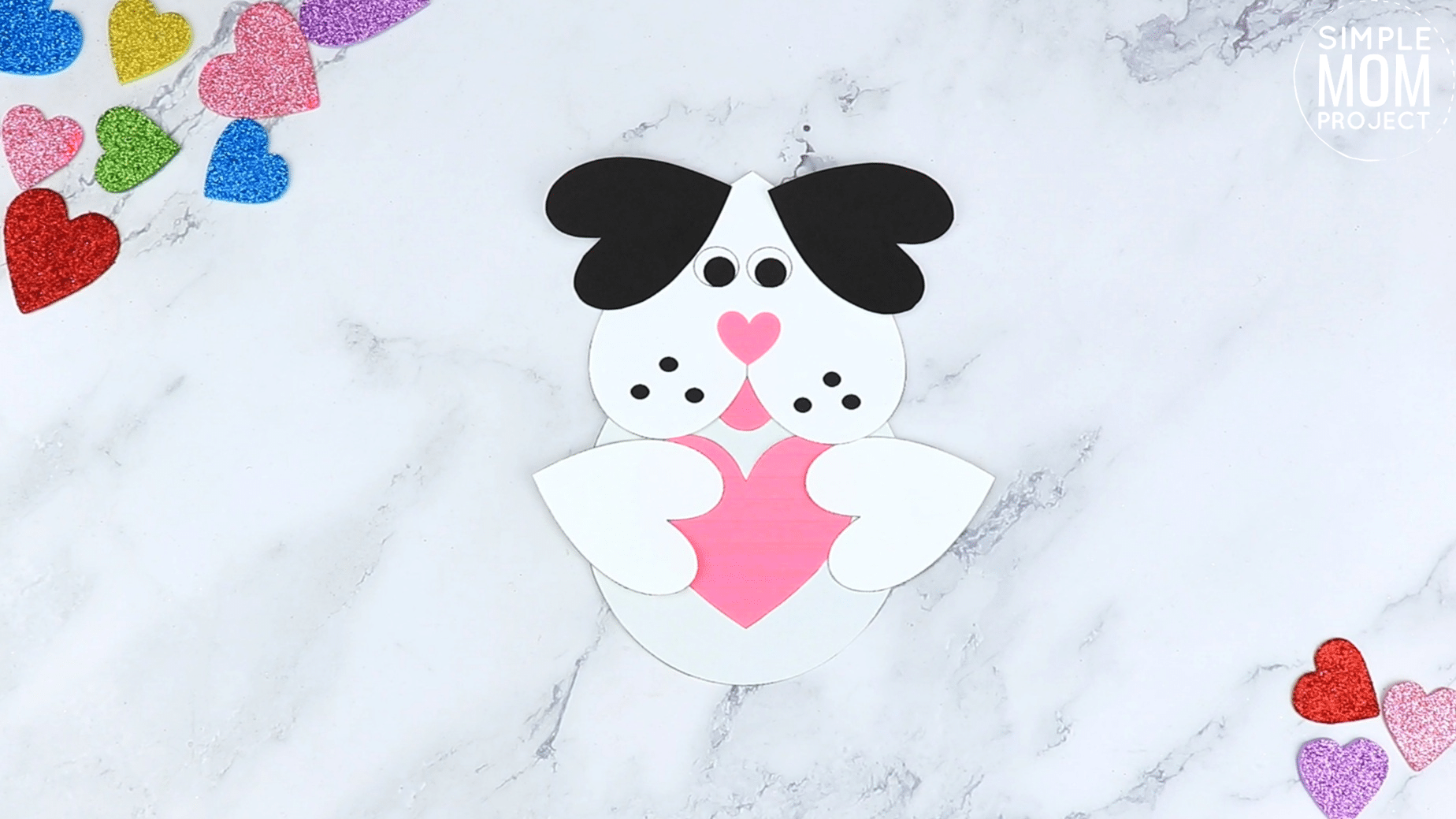 Easy Printable Diy Heart Puppy Dog Craft for Preschool, toddler, kindergarten