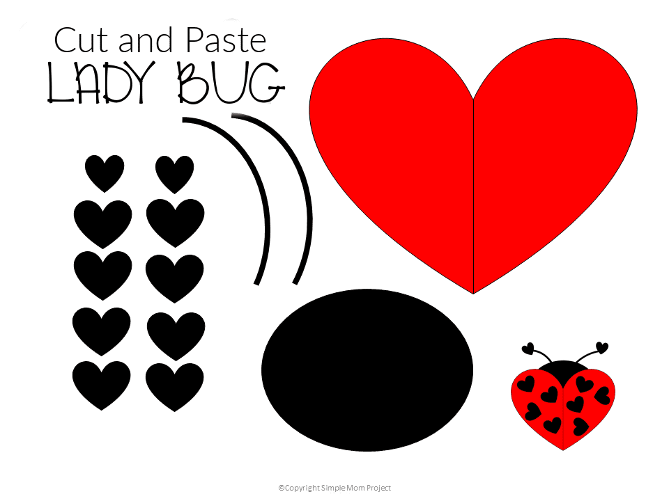 Free Printable Heart Lady Bug Craft for Preschoolers toddlers and kindergartners 