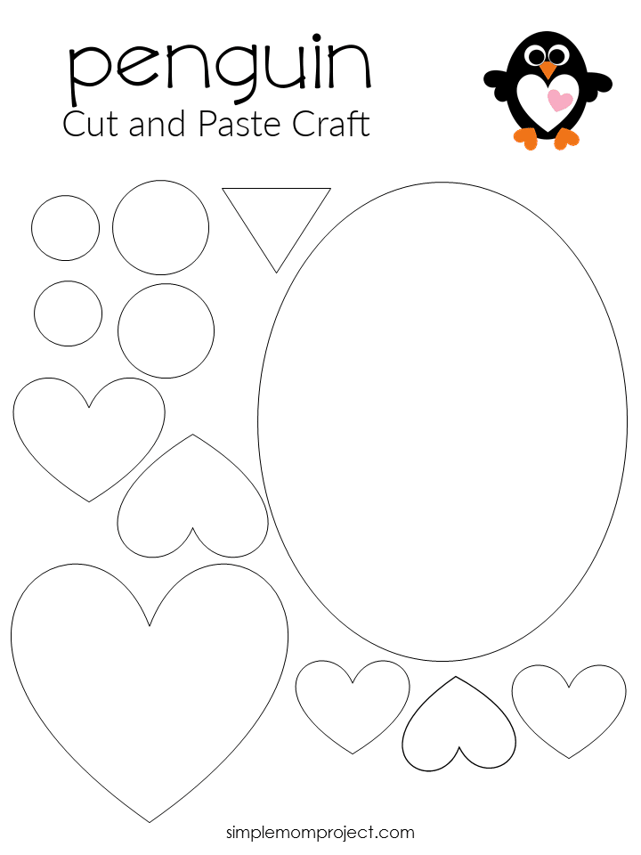 Free Printable Heart Penguin Craft for Preschoolers toddlers and kindergartners