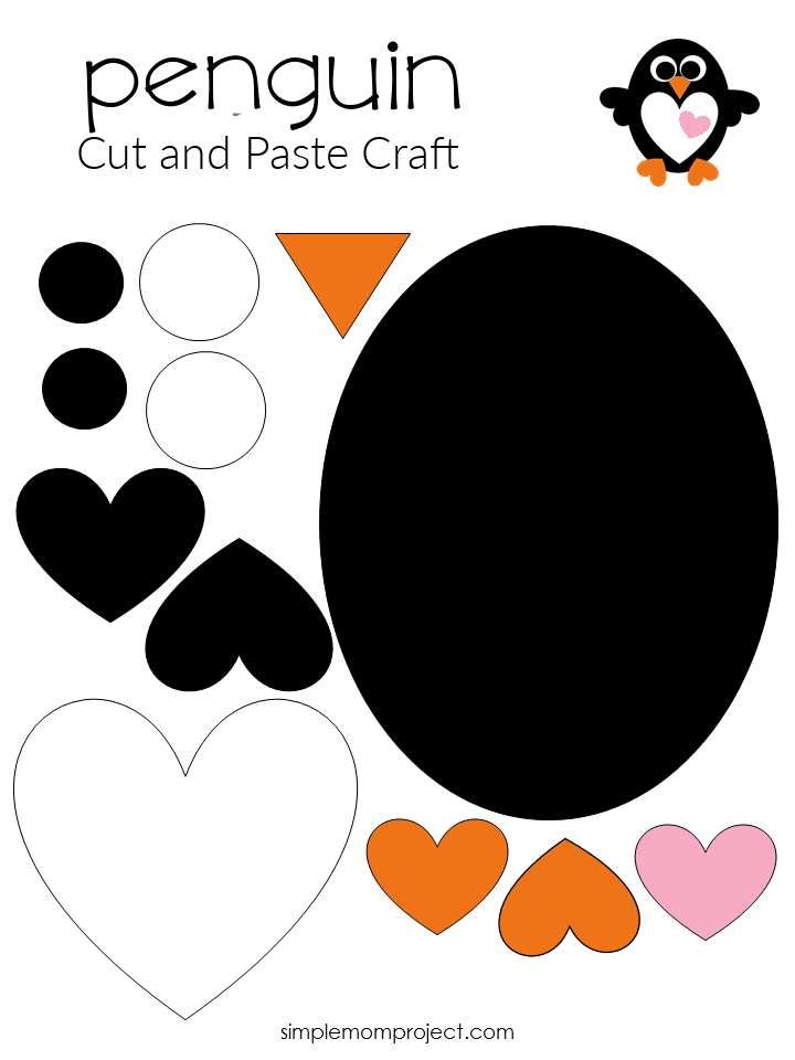 Free Printable Heart Penguin Craft for Preschoolers toddlers and kindergartners