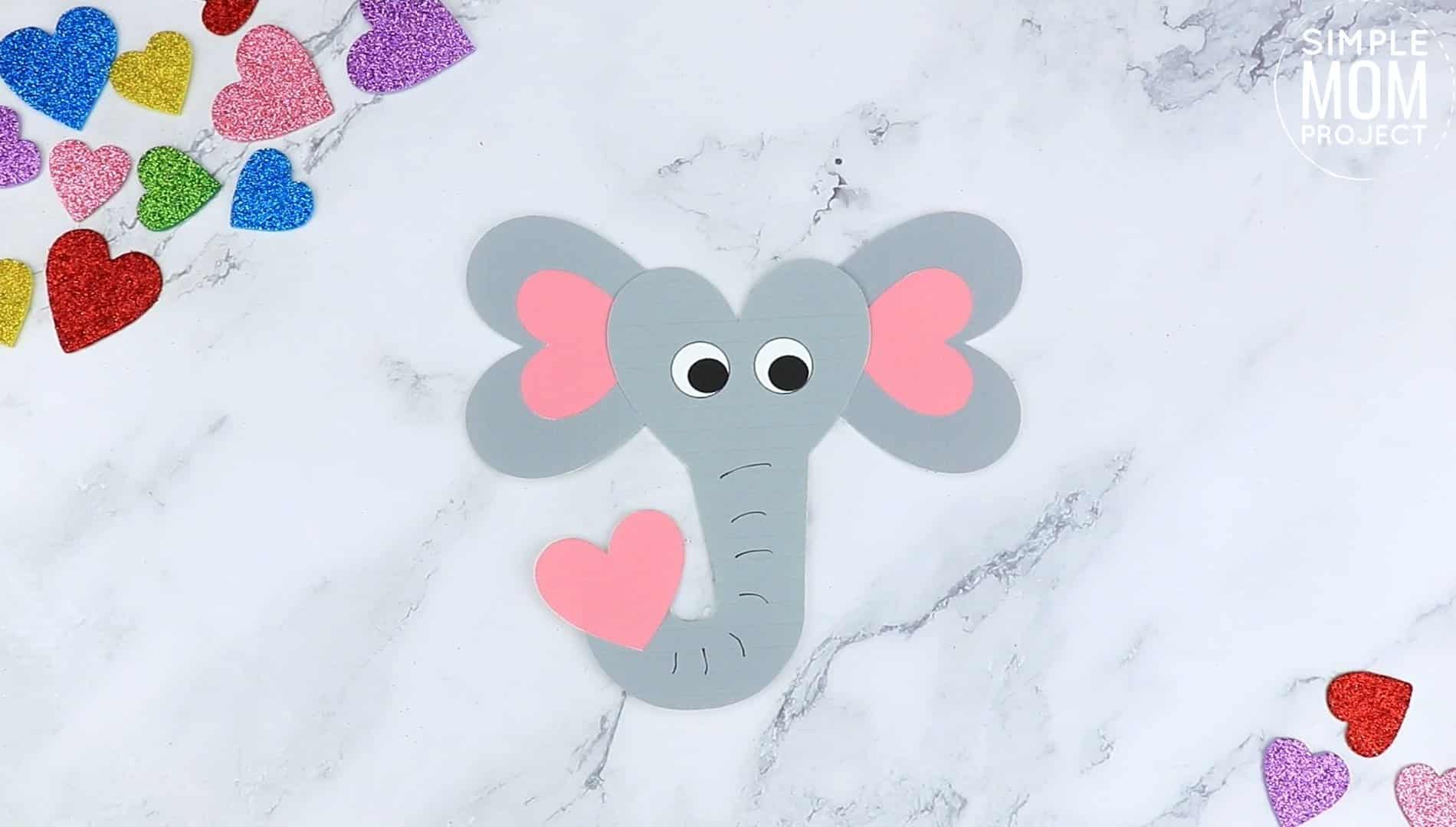 Free Printable Heart Elephant Craft for Preschoolers toddlers and kindergartners