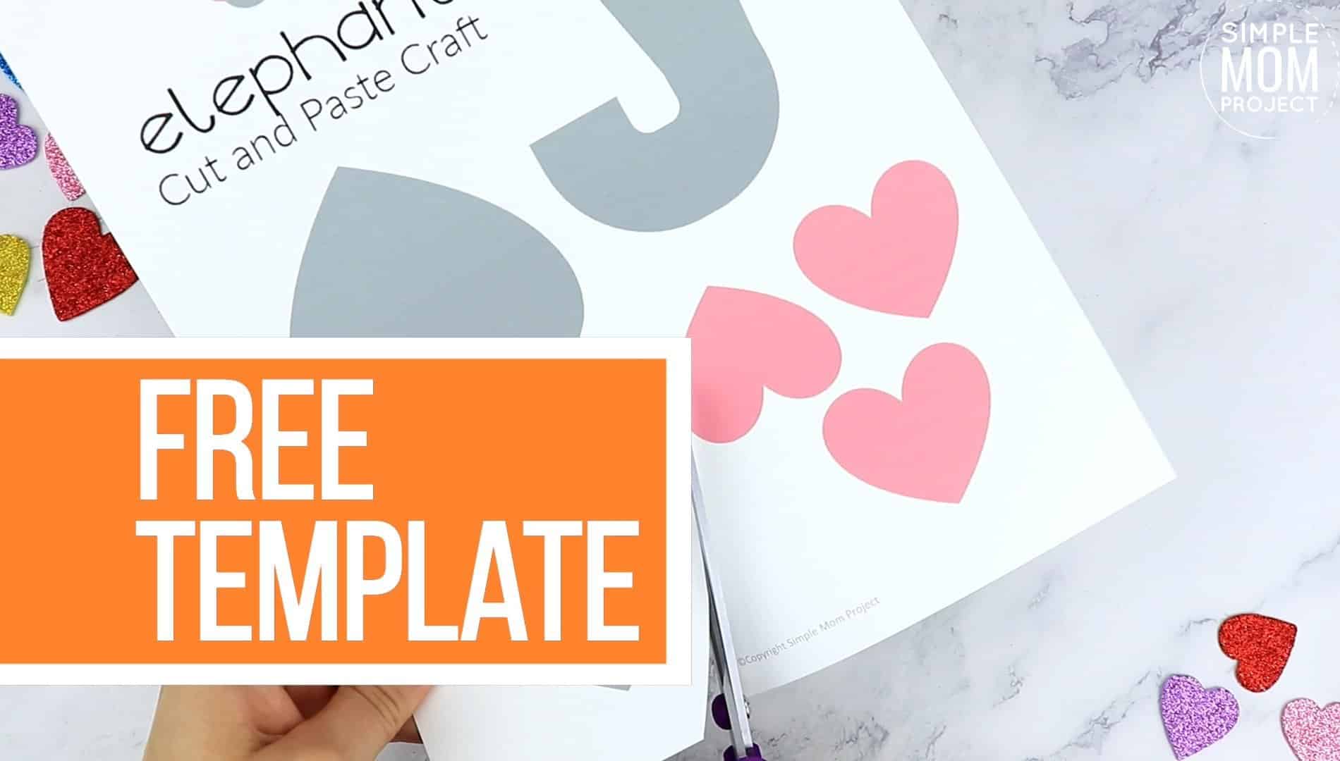 Free Printable Heart Elephant Craft for Preschoolers toddlers and kindergartners