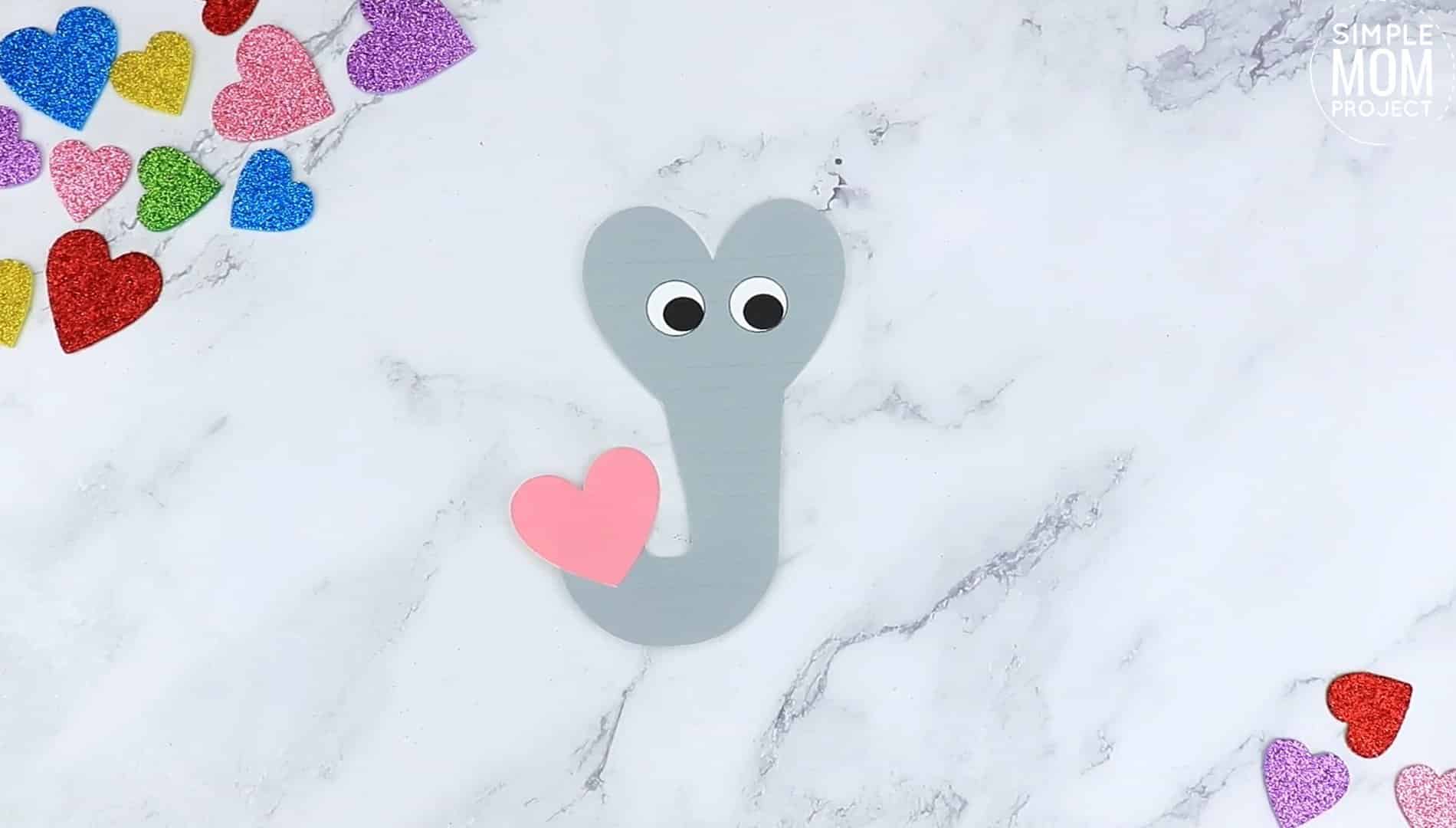 Free Printable Heart Elephant Craft for Preschoolers toddlers and kindergartners