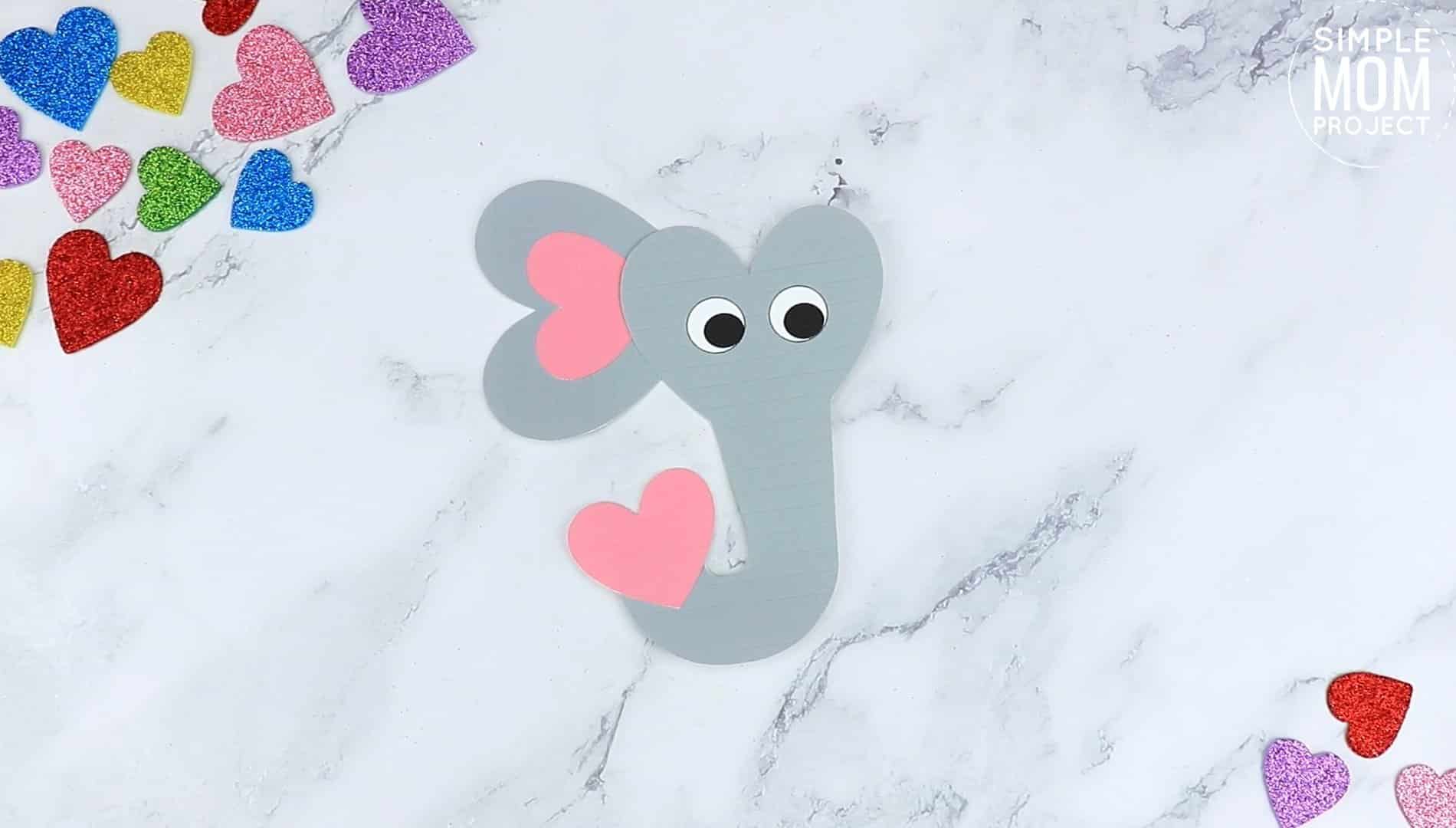 Free Printable Heart Elephant Craft for Preschoolers toddlers and kindergartners