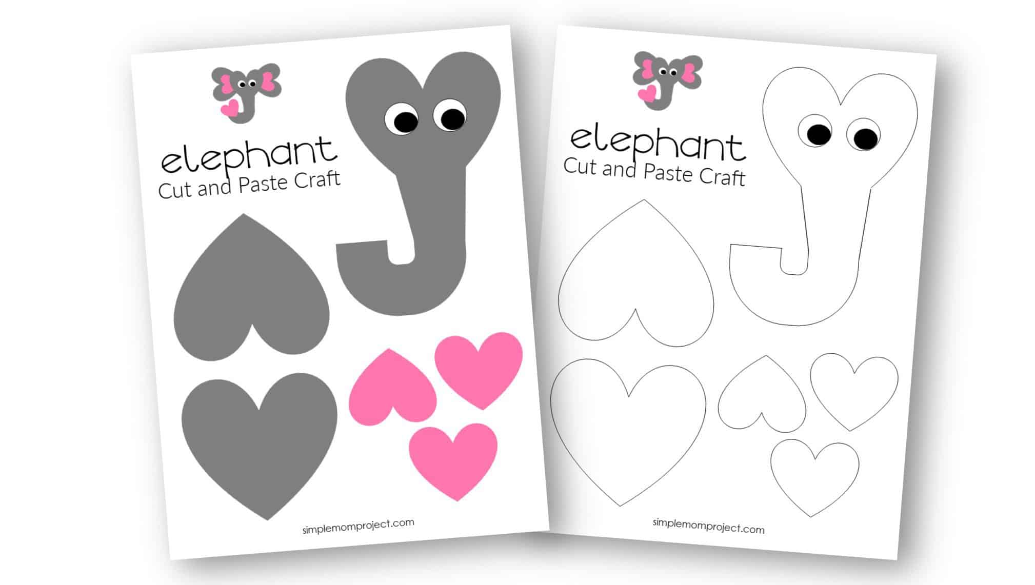 Free Printable Heart Elephant Craft for Preschoolers toddlers and kindergartners