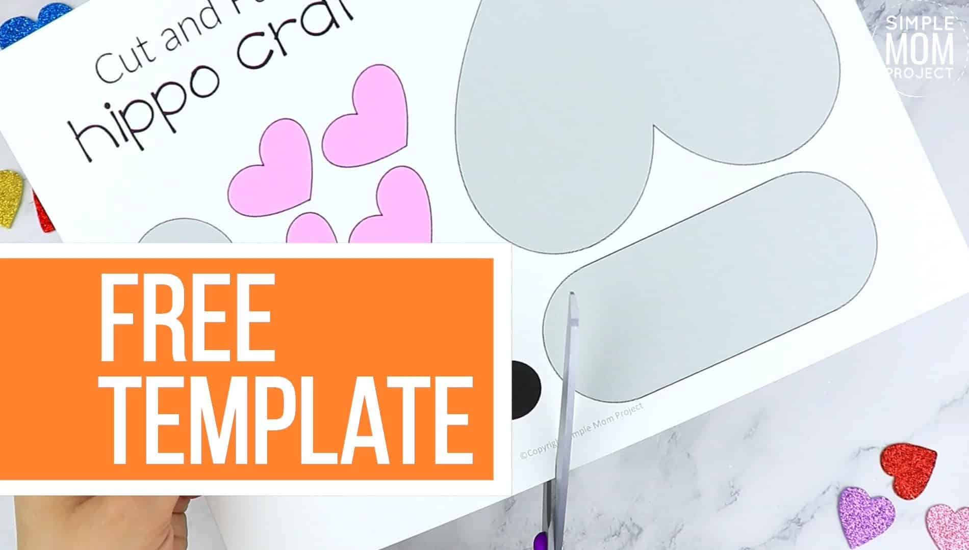 Free Printable Heart Hippo Craft for Preschoolers toddlers and kindergartners