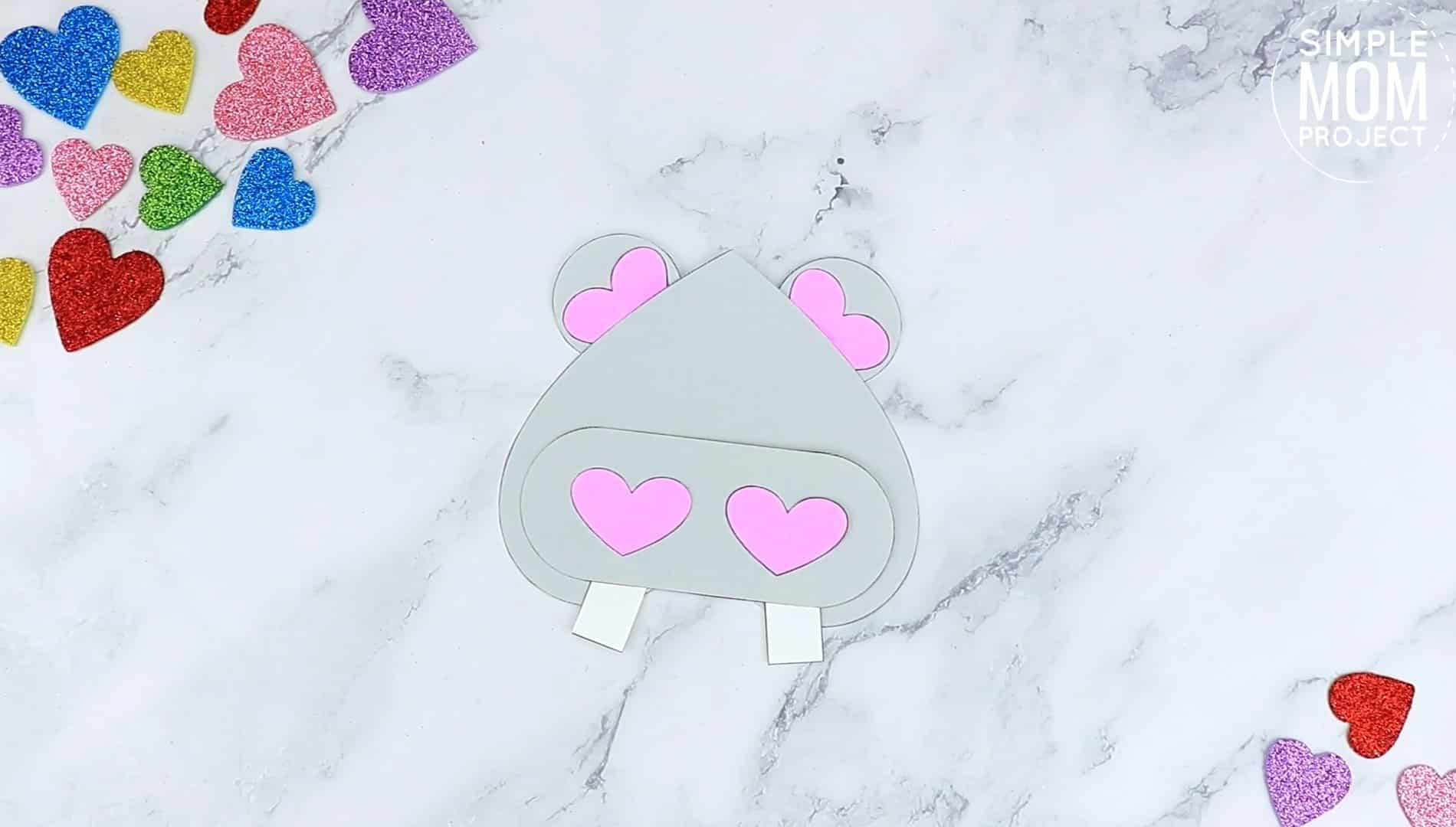 Free Printable Heart Hippo Craft for Preschoolers toddlers and kindergartners