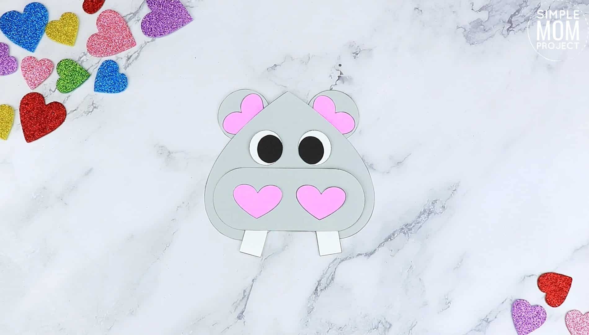Free Printable Heart Hippo Craft for Preschoolers toddlers and kindergartners