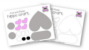 Free Printable Heart Hippo Craft for Preschoolers toddlers and kindergartners
