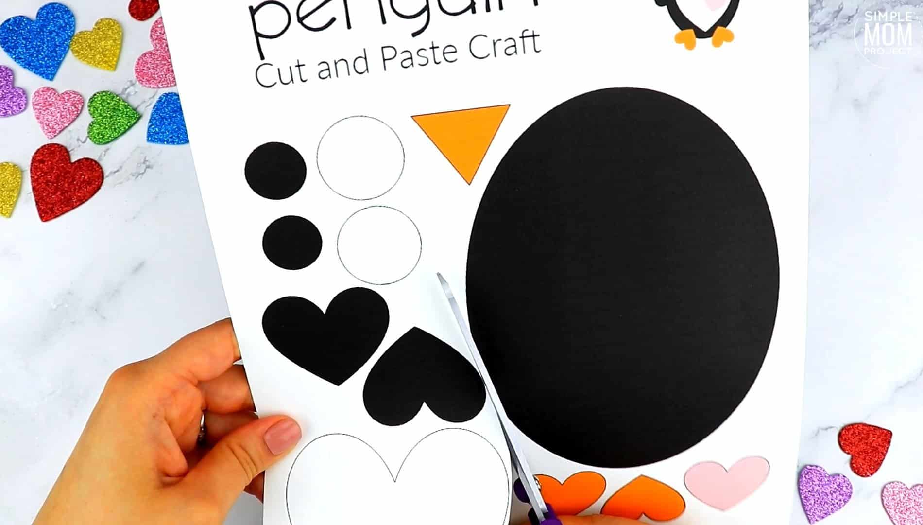 Free Printable Heart Penguin Craft for Preschoolers toddlers and kindergartners