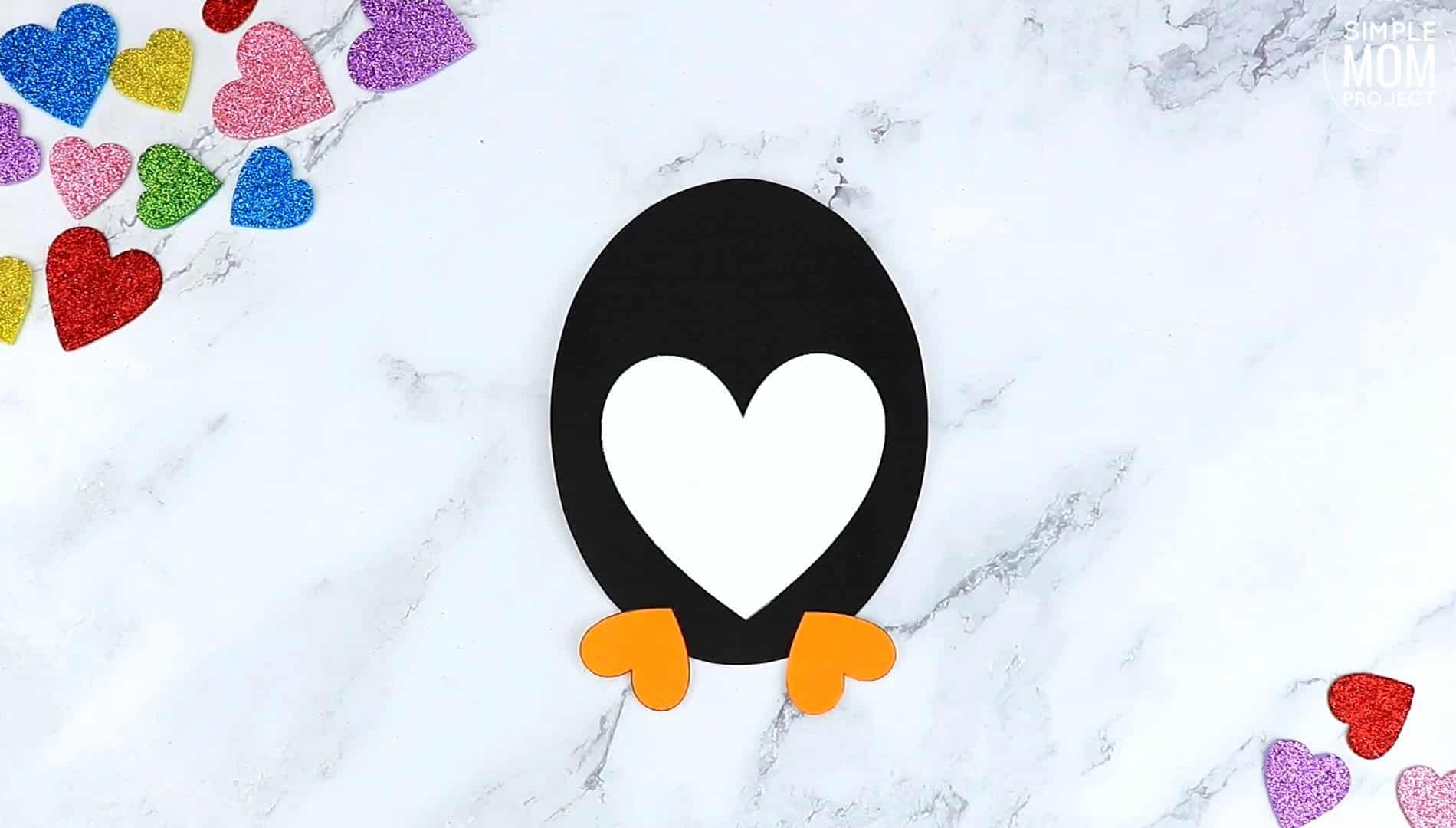 Free Printable Heart Penguin Craft for Preschoolers toddlers and kindergartners