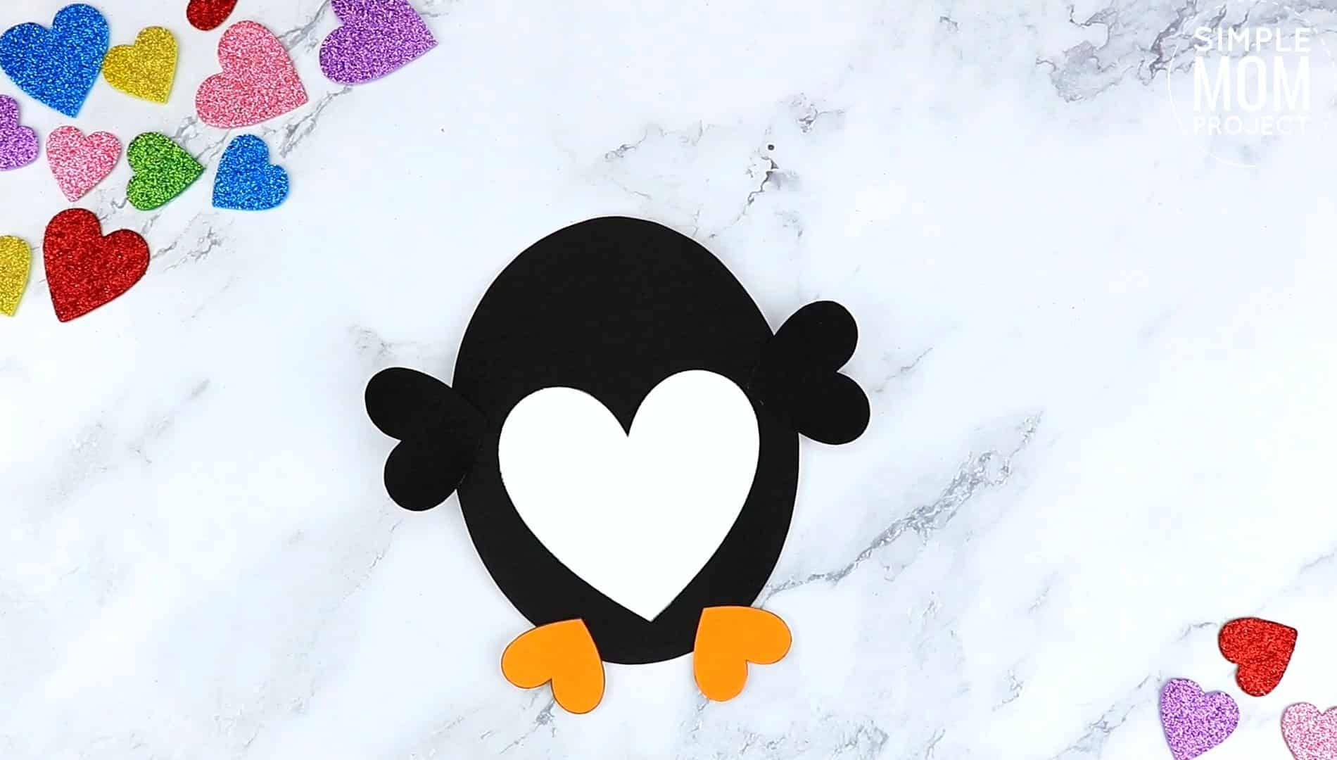 Free Printable Heart Penguin Craft for Preschoolers toddlers and kindergartners