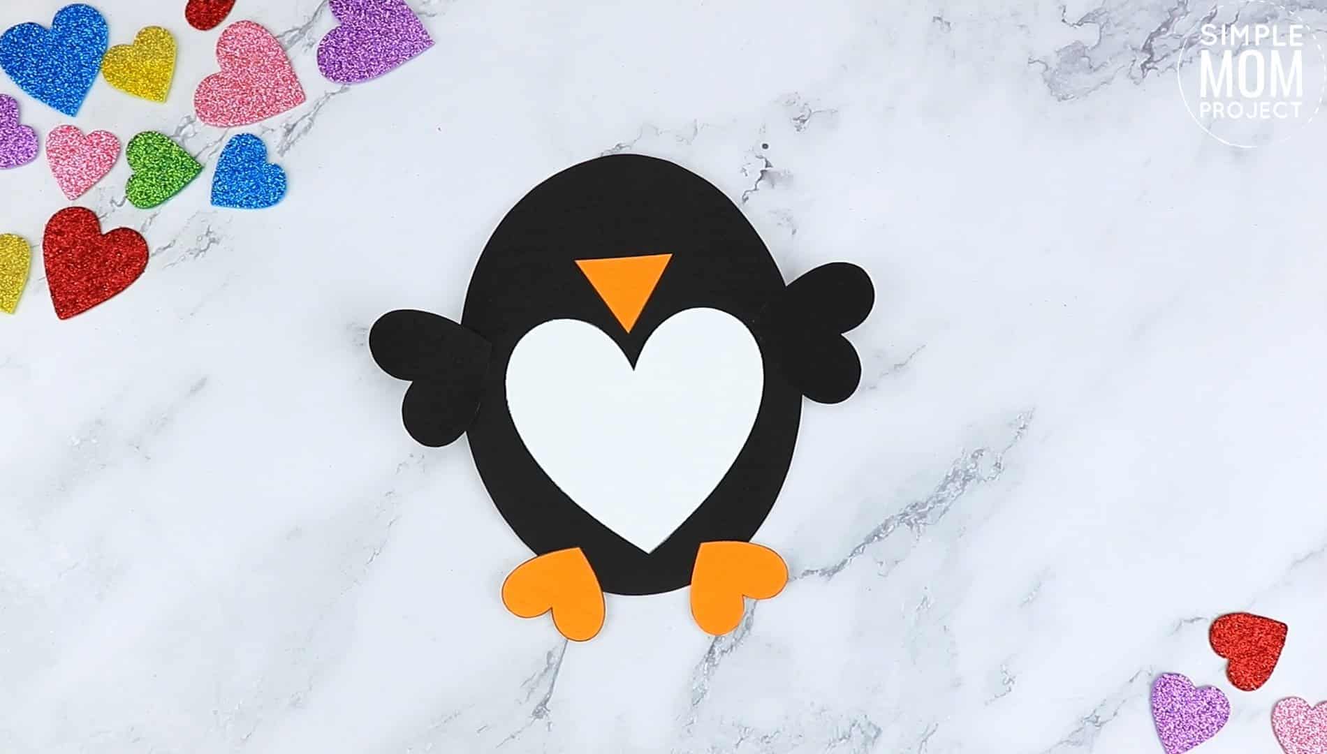 Free Printable Heart Penguin Craft for Preschoolers toddlers and kindergartners