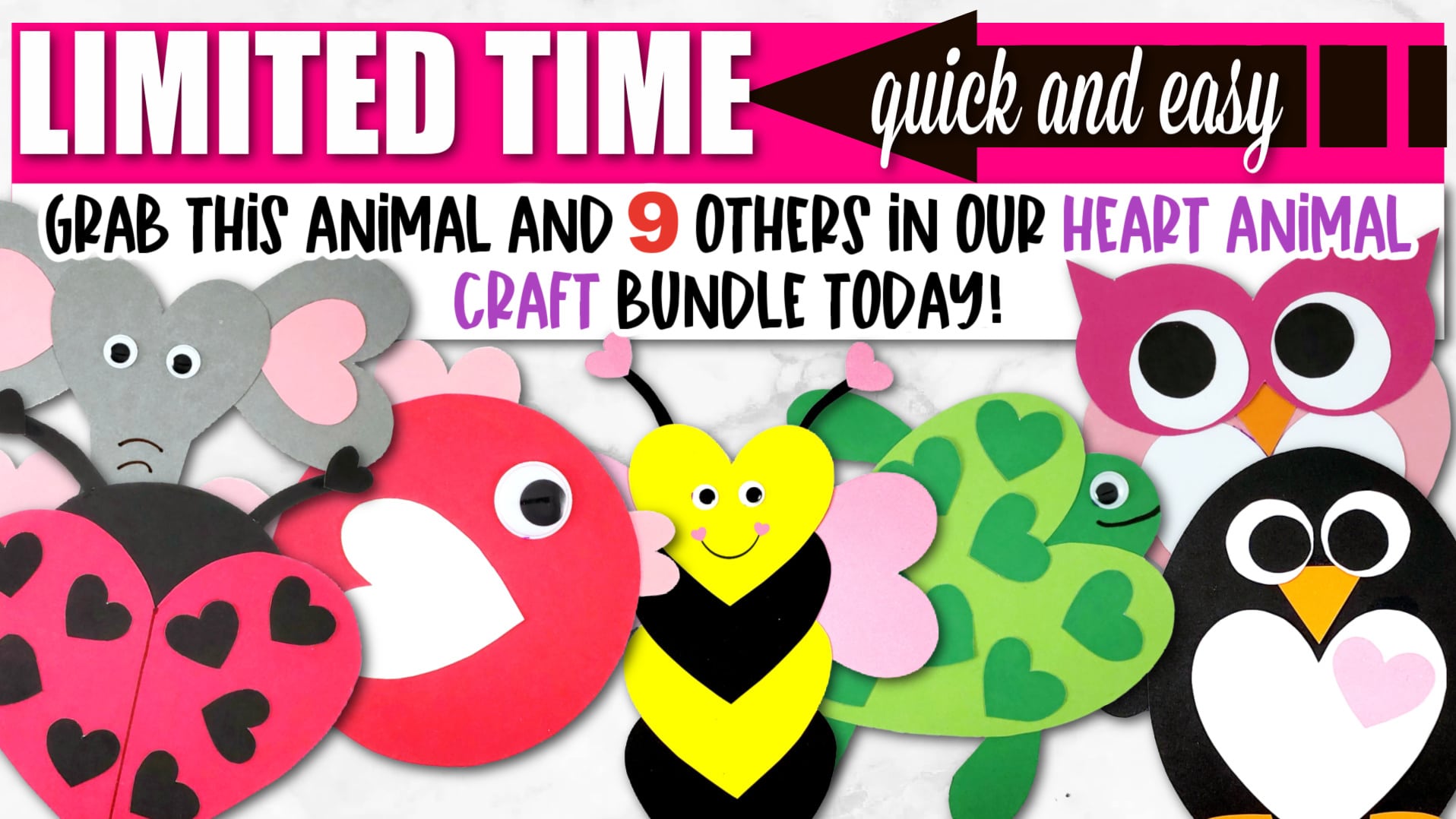Printable heart Animal Crafts for Kids Preschoolers, toddlers and Kindergartners