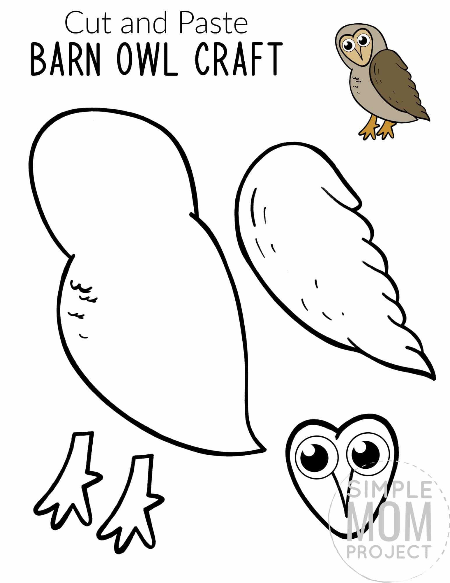 Free Printable Barn Owl Craft for Kids, preschoolers toddlers and kindergartners