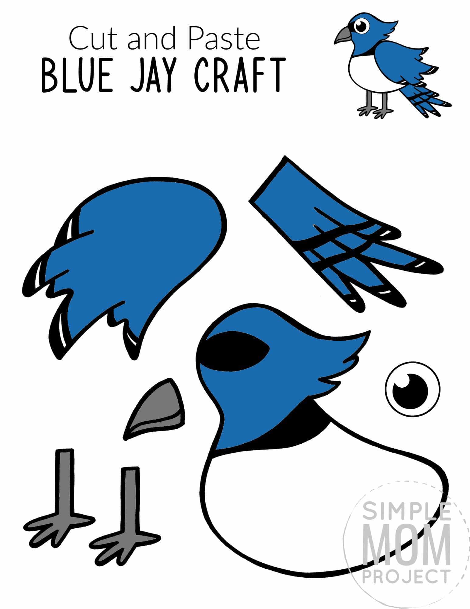 Free Printable Blue Jay Craft for Kids, preschoolers toddlers and kindergartners