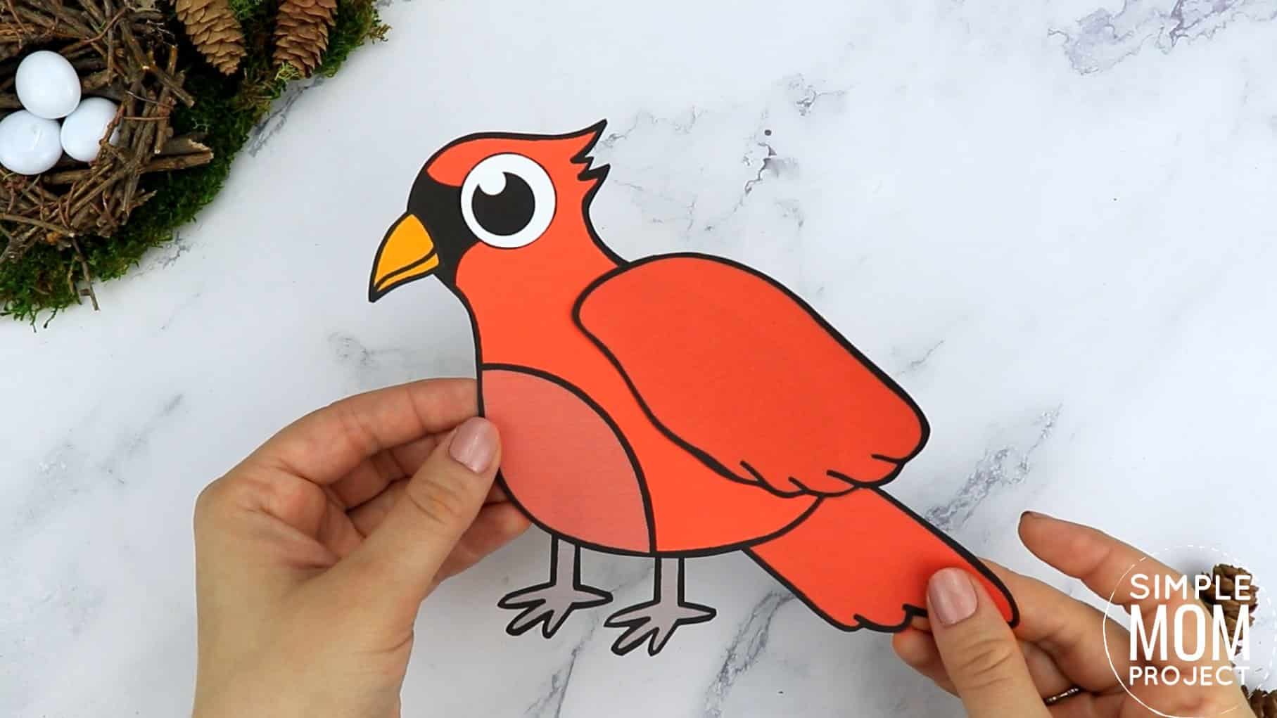 Free Printable Cardinal Craft for Kids, preschoolers toddlers and kindergartners