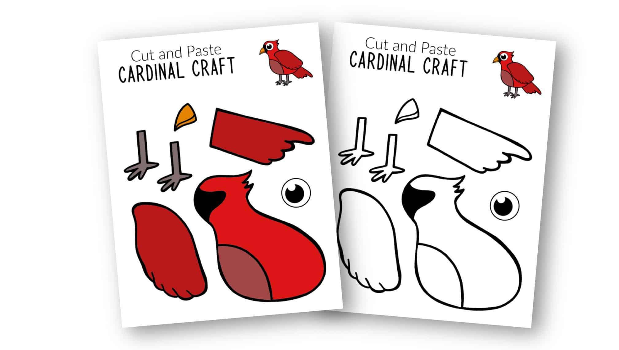 Free Printable Cardinal Craft for Kids, preschoolers toddlers and kindergartners