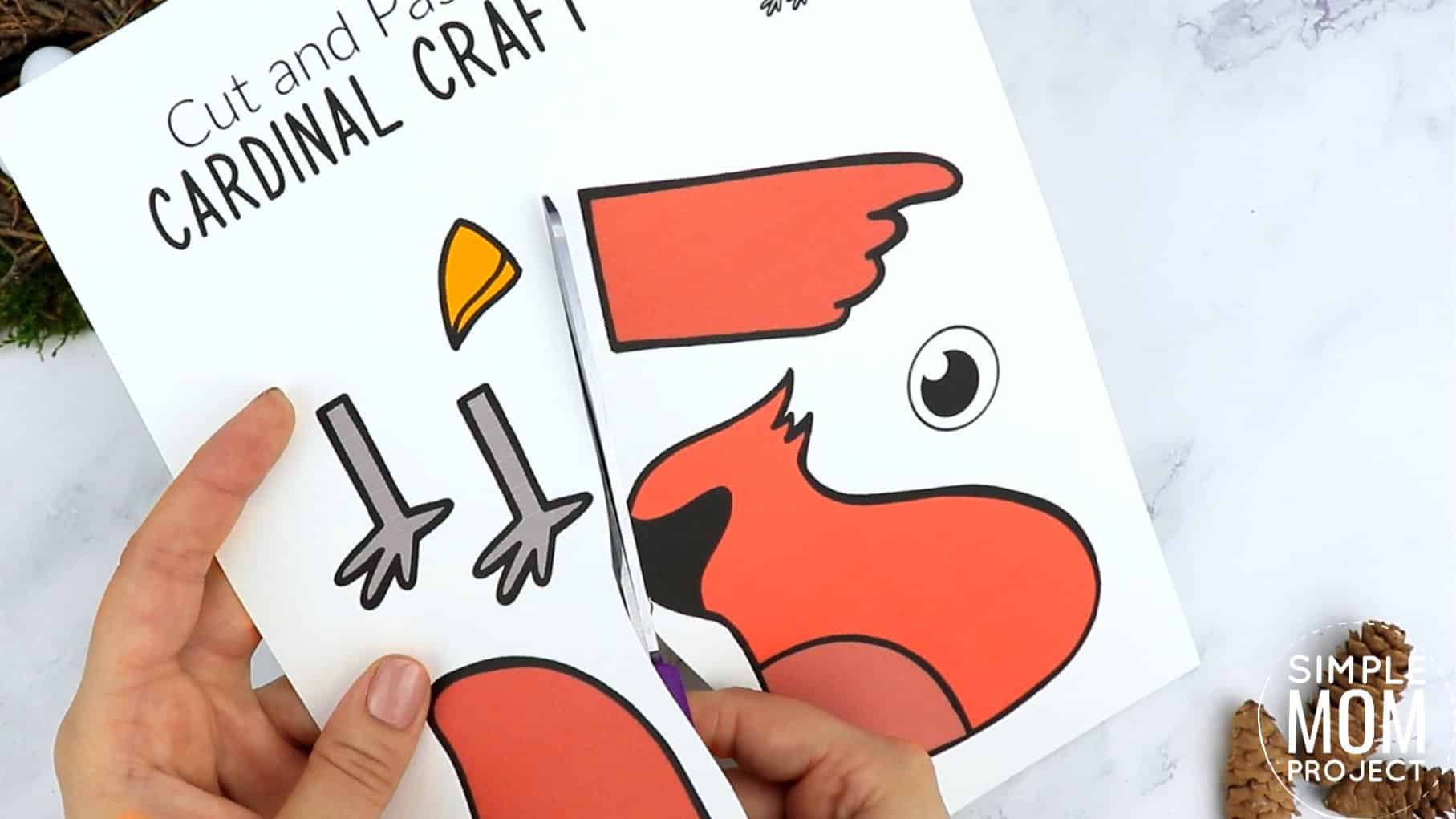 Free Printable Cardinal Craft for Kids, preschoolers toddlers and kindergartners