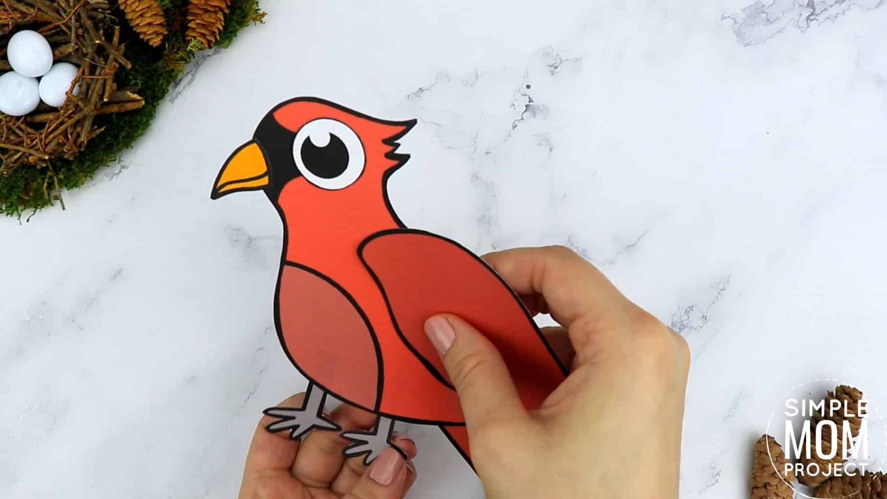 Free Printable Cardinal Craft for Kids, preschoolers toddlers and kindergartners