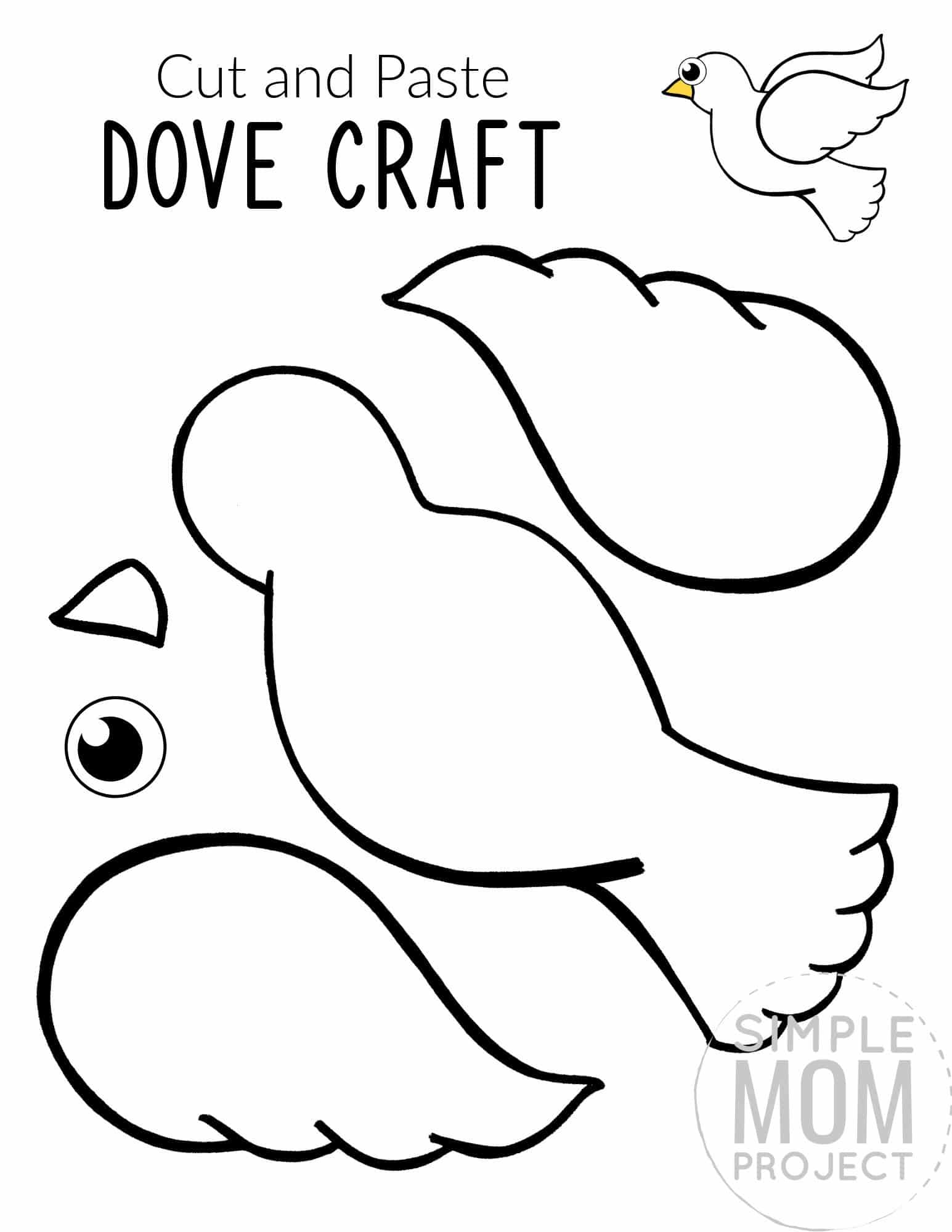 Free Printable Dove Craft for Kids, preschoolers toddlers and kindergartner