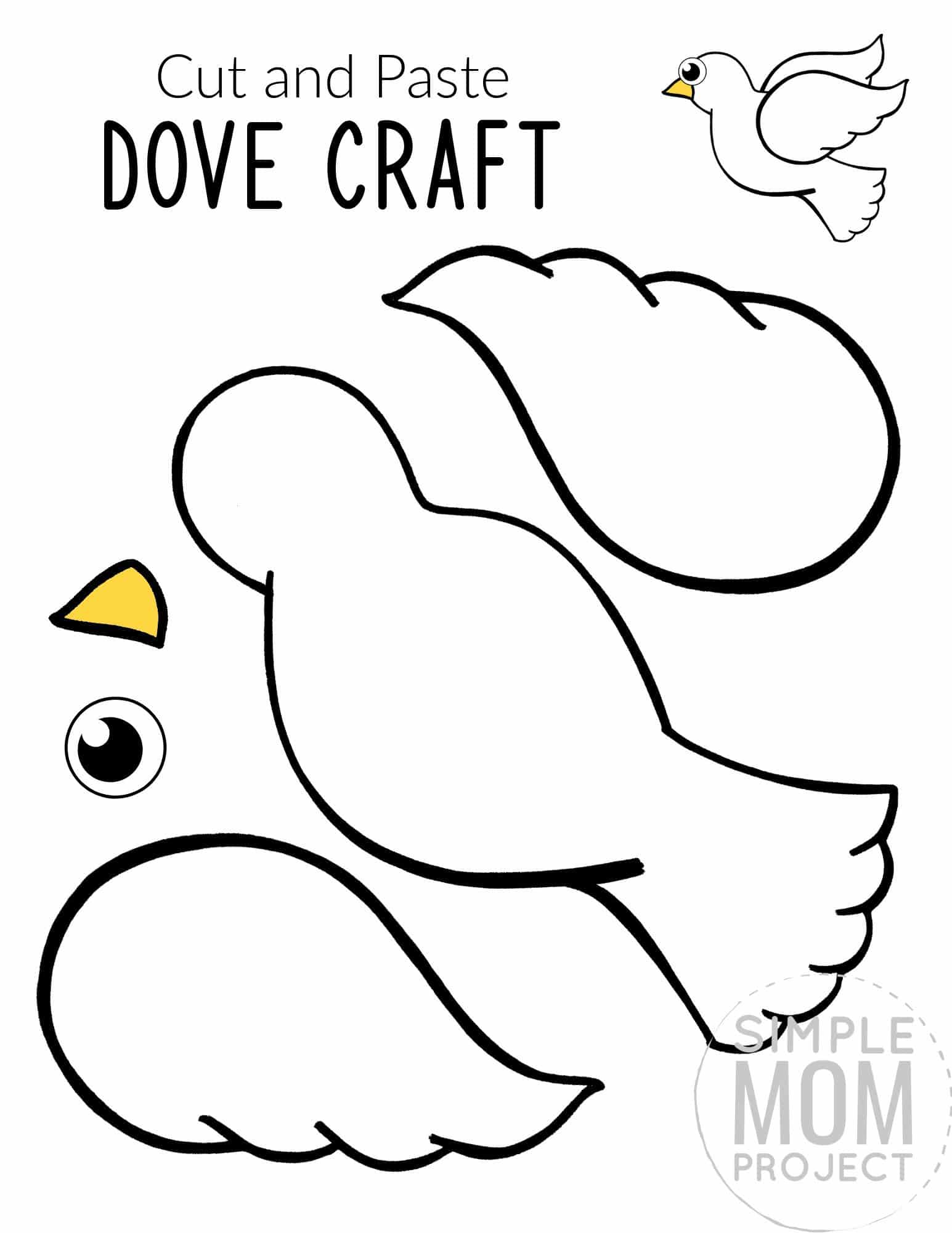 Free Printable Dove Craft for Kids, preschoolers toddlers and kindergartner