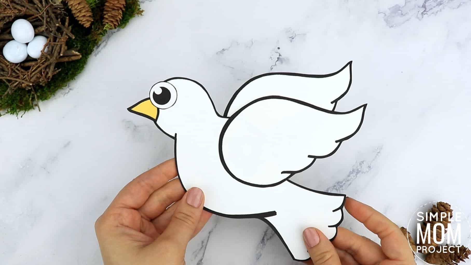 Free Printable Dove Craft for Kids, preschoolers toddlers and kindergartner